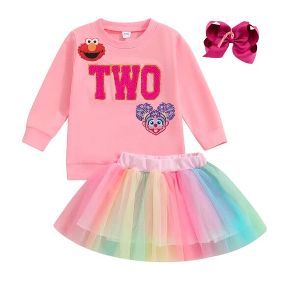 Elmo Dress Abby Cadabby Outfit Second Birthday Sesame Street Elmo Sweater Skirt - Picture 5 of 5